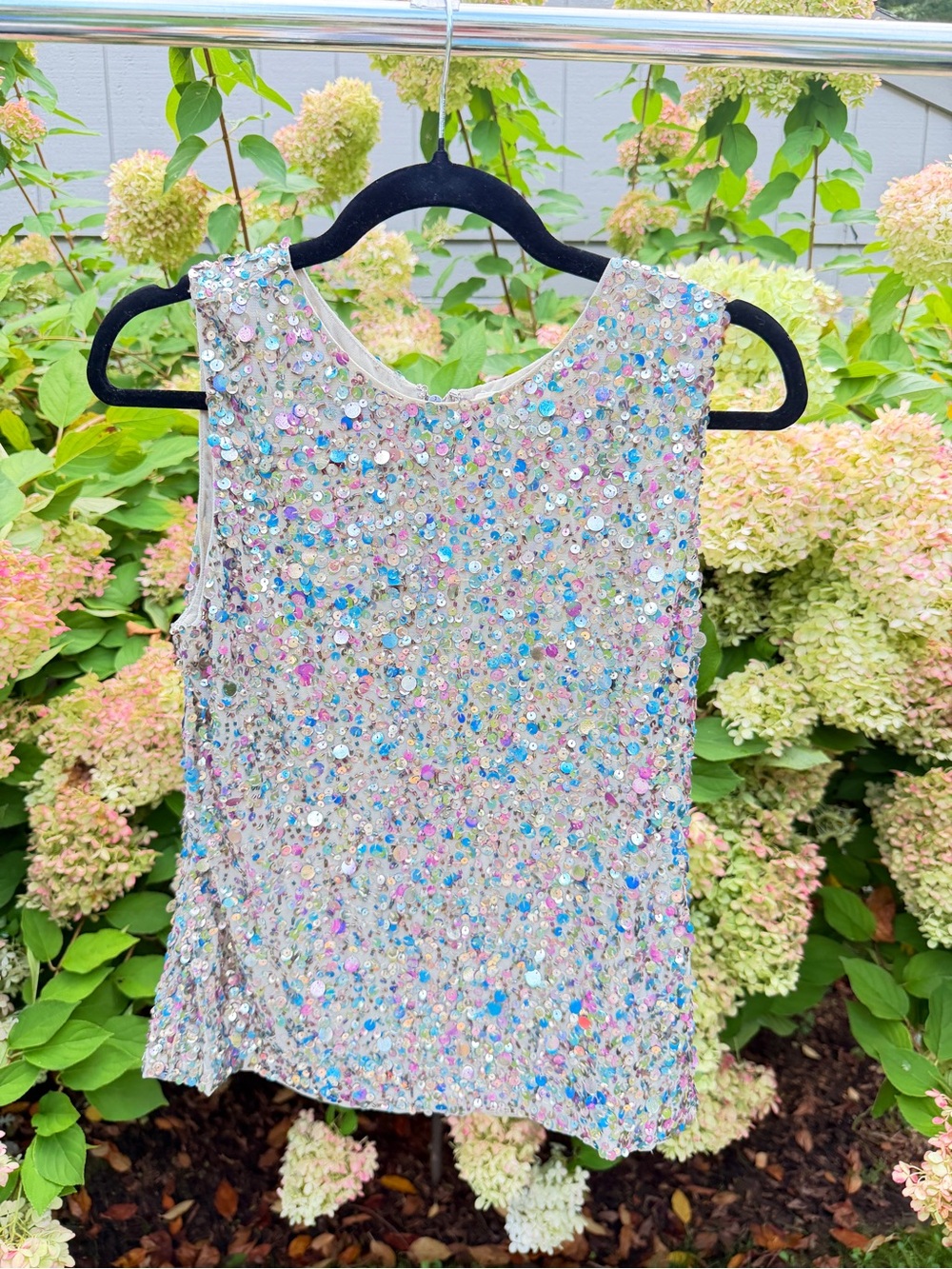 Nicole Miller Iridescent Sequin Sleeveless Top - Multi/White
